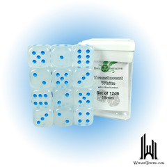 SET OF 12D6 DICE: TRANSLUCENT WHITE/BLACK